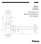 Piazza Sl400ne Sifón Descarga Desagüe Bacha Lavatorio Negro