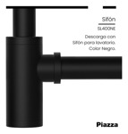 Piazza Sl400ne Sifón Descarga Desagüe Bacha Lavatorio Negro