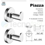 Set Accesorios Baño 4 Piezas Piazza Sensus Juego Kit 73228