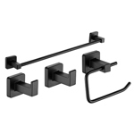 Kit 4 unidades Piazza 73028NE Accesorios para baño Cube Negro