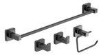 Juego Accesorios Baño Kit Set 4 Piezas Piazza Cube Negro