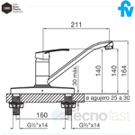 Griferia Cocina Monocomando Fv Arizona 411.03/b1 Canilla