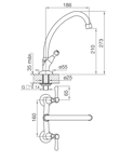 Grifo de Cocina Doble Comando FV 62L Margot Lever 0416/62L