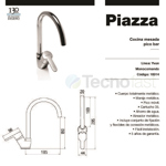 Griferia Yvon Monocomando Piazza Canilla Cocina Movible Aire