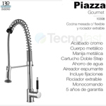Grifo Cocina Monocomando Rociador Extraíble Flexible Piazza