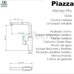 Grifería Cocina Monocomando Piazza 10316 Kitchen Pro