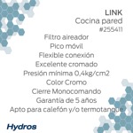 Grifería Canilla Monocomando Pared Cocina Hydros Link