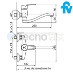 Grifo De Cocina Monocomando FV Arizona 0406/B1 Cromo P/Pared