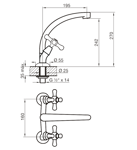 Grifo de Cocina Doble Comando FV 64 Denisse 0416/64 Cromo