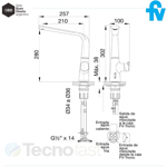 Griferia Cocina Fv Aromo 411.04/d8e Cr Monocomando Tactil