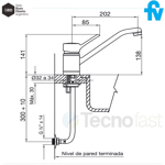 Grifería Cocina  Fv Swing Monocomando Mesada 0411.01/90