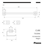Juego Accesorios Baño Kit Set 4 Piezas Piazza Cube Negro