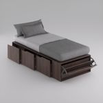 Cama Box EMC 1 Plaza con 3 Cajones y 1 Zapatero Wengue