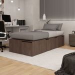 Cama Box EMC 1 Plaza con 3 Cajones y 1 Zapatero Wengue