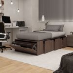 Cama Box EMC 1 Plaza con 3 Cajones y 1 Zapatero Wengue