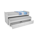 Cama Nido Doble Reforzada con cajones 1 Plaza Blanca