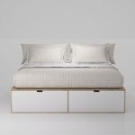 Cama Plus EMC 2 Plazas con 6 Cajones Laqueados Blanco y Helsinki