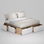 Cama Plus EMC 2 Plazas con 6 Cajones Laqueados Blanco y Helsinki