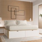 Cama Plus EMC 2 Plazas con 6 Cajones Laqueados Blanco y Helsinki
