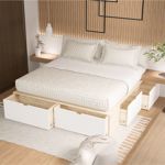 Cama Plus EMC 2 Plazas con 6 Cajones Laqueados Blanco y Helsinki