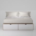 Cama Plus EMC King con 6 Cajones Laqueados Blanco y Báltico