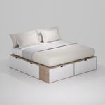 Cama Plus EMC King con 6 Cajones Laqueados Blanco y Báltico
