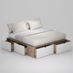 Cama Plus EMC King con 6 Cajones Laqueados Blanco y Báltico