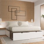 Cama Plus EMC King con 6 Cajones Laqueados Blanco y Báltico