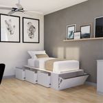 Cama PRO EMC 1 Plaza con 3 Cajones y 1 Zapatero Venezia