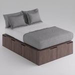 Cama Box EMC 2 Plazas con 6 Cajones y 2 Zapateros Wengue 