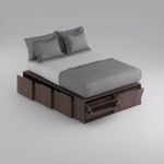 Cama Box EMC 2 Plazas con 6 Cajones y 2 Zapateros Wengue 