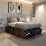 Cama Box EMC 2 Plazas con 6 Cajones y 2 Zapateros Wengue 