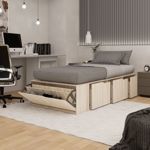 Cama Box EMC 1 plaza con 3 Cajones y 1 zapatero Helsinki