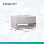 Mesa De Luz Flotante Mesita Colgante Con Cajon Acabado Brillante Blanco