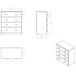 Cajonera Comoda 4 Cajones 90cm 102 x 47 x 18 cm  CODIGO 1840 SAH