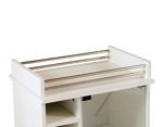 MESA DE ARRIME MOVIL CON BODEGA Y PUERTA DE VIDRIO MELAMINA BLANCO