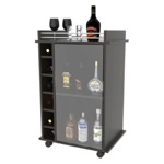 MESA DE ARRIME MOVIL CON BODEGA Y PUERTA DE VIDRIO MELAMINA WENGUE