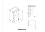 MESA DE ARRIME MOVIL CON BODEGA Y PUERTA DE VIDRIO MELAMINA WENGUE