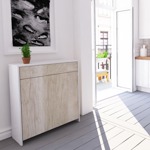 MESA PLEGABLE CON CAJON Y ESTANTES MULTIUSO MELAMINA HELSINKI