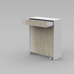 MESA PLEGABLE CON CAJON Y ESTANTES MULTIUSO MELAMINA WENGUE
