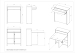 MESA PLEGABLE CON CAJON Y ESTANTES MULTIUSO MELAMINA WENGUE