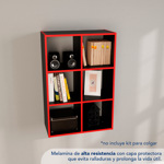 Estanteria Cubo 6 Espacios Negro y Rojo