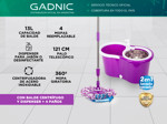 Mopa Gadnic G-Mop333 360° con Balde Centrífugo y Dispenser + 4 Paños