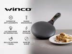Panquequera Electrica Winco W102 800W 18.5cm Anti-adherente Batidor Bowl