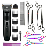 Set de 7 Tijeras Para Peluquería + Máquina De Cortar Pelo Para Perros Gadnic S300