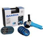Amoladora Angular Gamma 750W Kit Discos 115mm Maletin G1910KAR