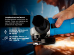 Amoladora Angular Gamma 750W Kit Discos 115mm Maletin G1910KAR