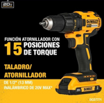 Taladro Atornillador Dewalt DCD7771D2 13mm Inalámbrico 20v