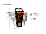 Set Juego Llaves Combinadas Hamilton 8-19mm Acero JCM12G