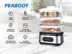 Vaporera Digital Peabody 3 Bandejas 950W Acero Inox Timer PE-ST1000IX